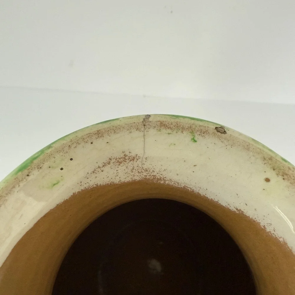 Vintage Italian Pottery Vase Hand Painted Floral Italy 7